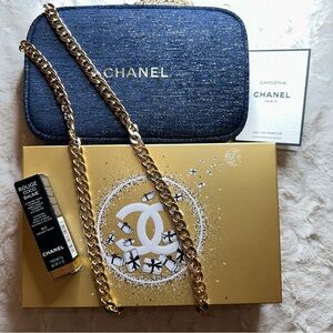 CHANEL COSMETIC POUCH MAKEUP BAG WITH Rouge Coco Baume AUTHENTIC